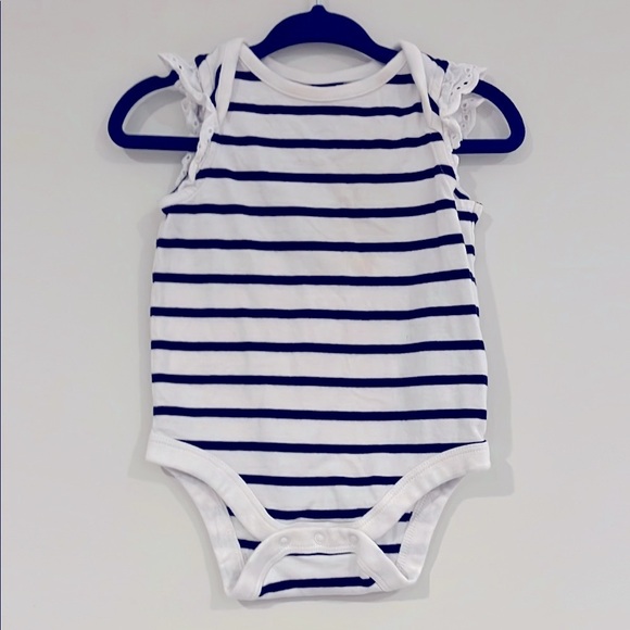 BABY GAP Infant 3-6mo Ruffle Sleeveless Bodysuit Onesie Tank Striped Navy White - Picture 1 of 7